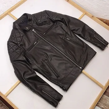 originálne kožené 100% kožušinový kabát mužov bunda[Mimo sezóny zisťovanie úniku~]Cowhide - Obrázok 1  