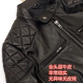 originálne kožené 100% kožušinový kabát mužov bunda[Mimo sezóny zisťovanie úniku~]Cowhide - Obrázok 2  