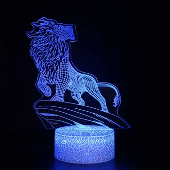 Nighdn Lev 3D Ilúziu Nočné Svetlo Deti Spálňa Decor 7 Farieb Chnaging USB Tabuľka Nočná Lampa Narodeniny Vianočný Darček pre Deti - Obrázok 1  