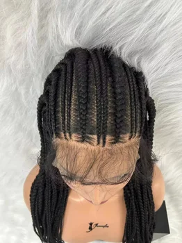 Syntetické Glueless Pletená Predné Čipky Parochne 28 inch Čipky Parochne Pre Čierne Ženy Afro Cornrow Vlasy Parochňa S Baby Vlasy - Obrázok 2  
