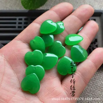 5pc Čínsky Zelený Nefrit v tvare Srdca Prívesok Korálky Náhrdelník Bižutéria Módne Doplnky, Ručne Vyrezávané Mužov Šťastie, Amulet Dary - Obrázok 2  