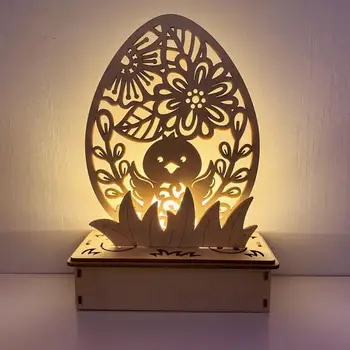 1~6PCS Drevený Stôl Veľkonočné Ozdoby s Svetlá 18 cm Svietiacimi LED Veľkonočný Zajac Vajíčka, Dekorácie pre Domáce Vnútorné Dreva Králik - Obrázok 2  