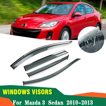 4X Auto Windows Clonu Kryty Na Mazda 3 Mazda3 SP25 BL Axela Sedan 2010~2013 Auta Dážď Obočie Lamely Bočné Okno Príslušenstvo - Obrázok 1  