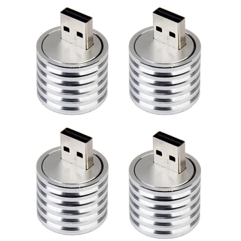 4X Hliníkové 3W USB LED Lampa Zásuvky Pozornosti Baterka Biele Svetlo - Obrázok 1  