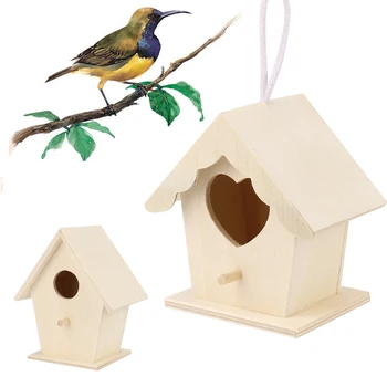 Drevený Mini Klietku Vonkajšie Závesné Birdhouse Box Záhrada Vtáčie Klietky Domáci Dvore Dekor Vták Výrobky, Drevené Vták Papagáj Hniezdo Nové - Obrázok 1  