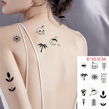 Nepremokavé Dočasné Tetovanie Nálepky Mesiac Strom Lebky Kvet Body Art Flash Tetovanie Falošné Tetovanie pre Ženy Muži - Obrázok 1  