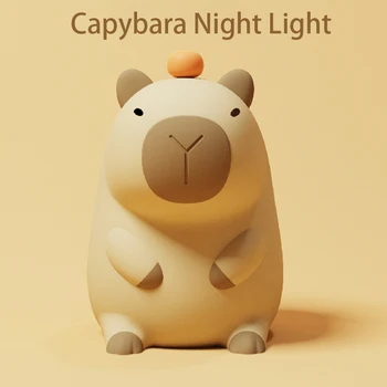 Roztomilý Capybara Nočné Osvetlenie, USB Nabíjateľné Silikónové Posteli Nightlights Načasovanie Pre Deti Darček Spálne Dekorácie Osvetlenie - Obrázok 1  