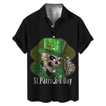 Pánske St. Patricks Deň Tričko Krátky Rukáv Jeseň Bežné Zelená 3D Tlač Havaj Krátke pánske Oblečenie Pláži Príťažlivých Mužov - Obrázok 2  