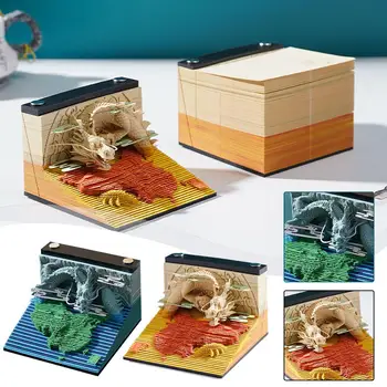 Dragon 3D programe poznámkový blok, 3D Art 2024 Týždenný Kalendár Memo Papier Pad Rezbárstvo 3D Model 3D Poznámka Poznámka Bloky Sticky Darček G6E3 - Obrázok 1  